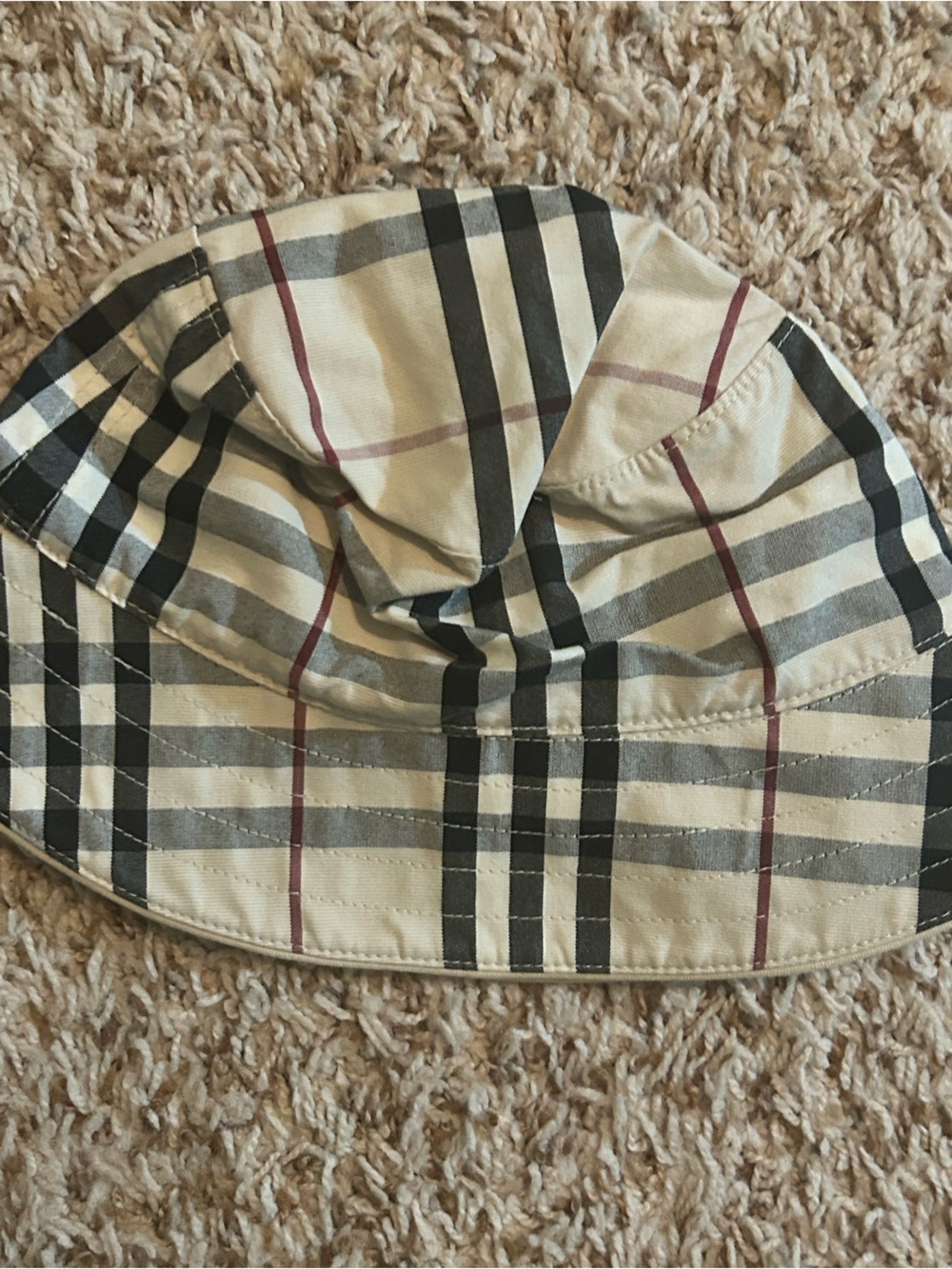 Infant Toddler Vintage Burberry Beige Plaid Bucket Hat